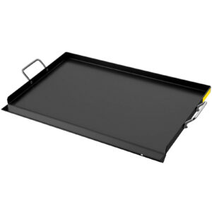 Carbon Steel Griddle, 16" x 24" Griddle Flat Top Plate, Griddle for BBQ Charcoal/Gas Gril with 2 Handles, Rectangular Flat Top Grill with Extra Drain Hole for Tailgating and Parties