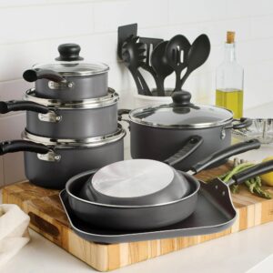 18 Piece Non-stick Cookware Set, Steel Gray